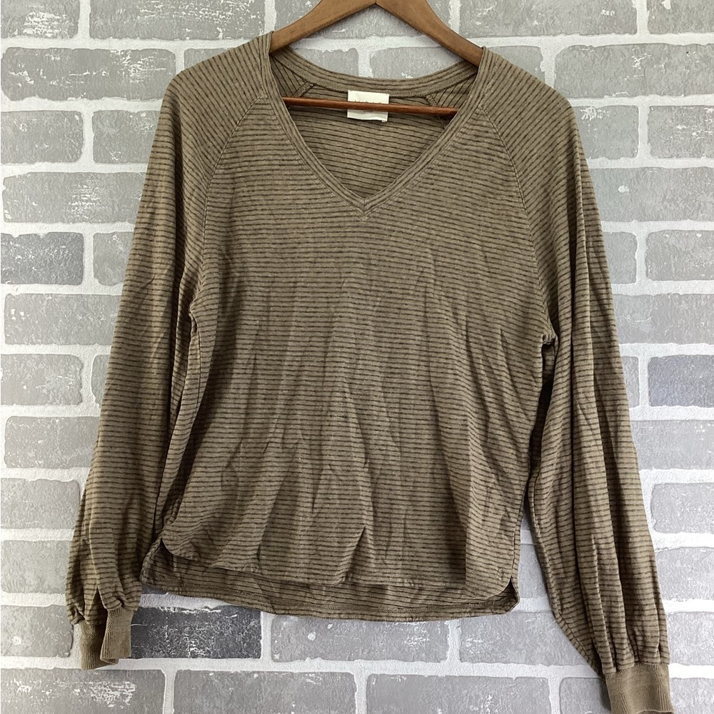 WRAP‎ London Striped brown v neck long sleeve top size 2